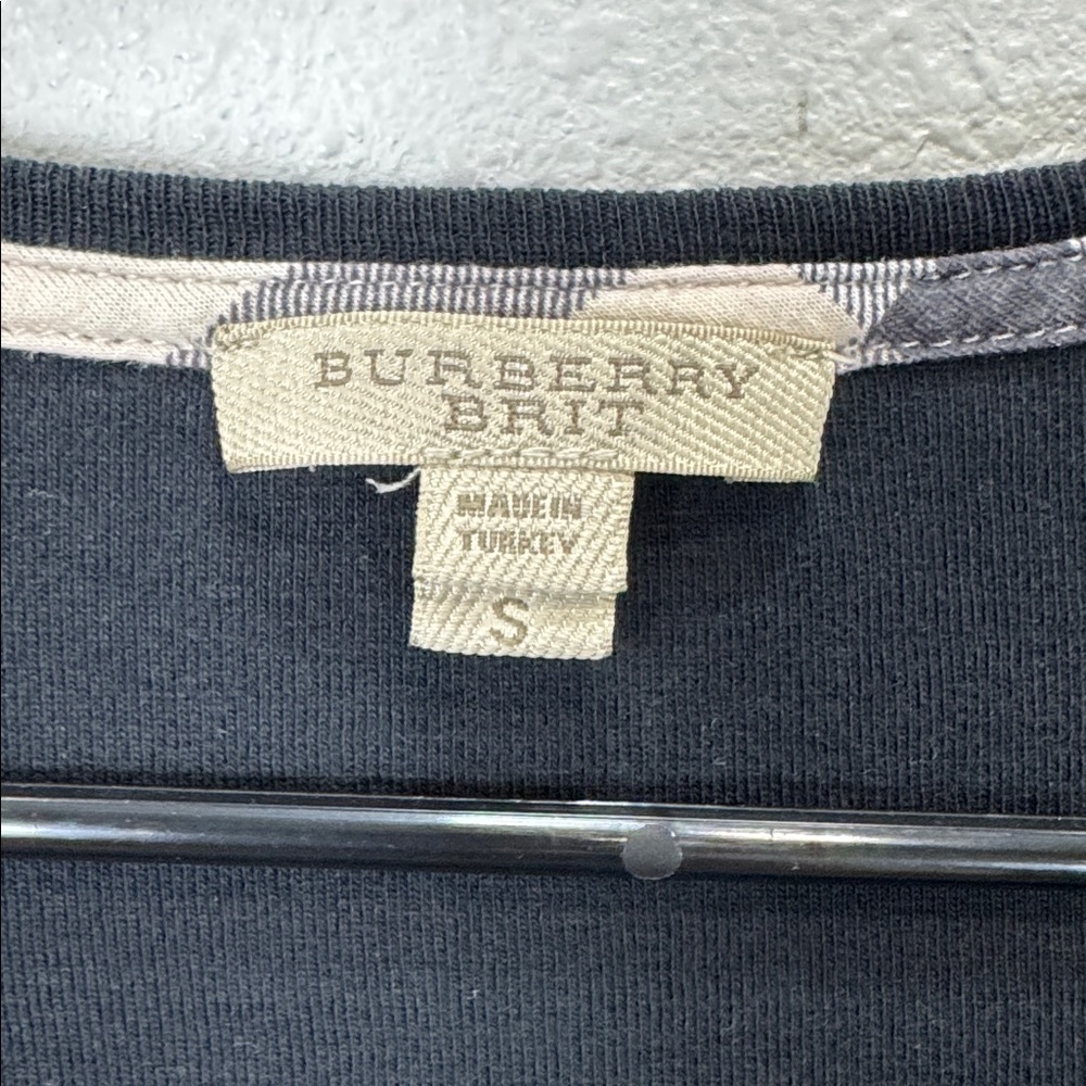 Burberry Black Long Sleeve Top with Checkered Cuffs - Picture 3 of 10